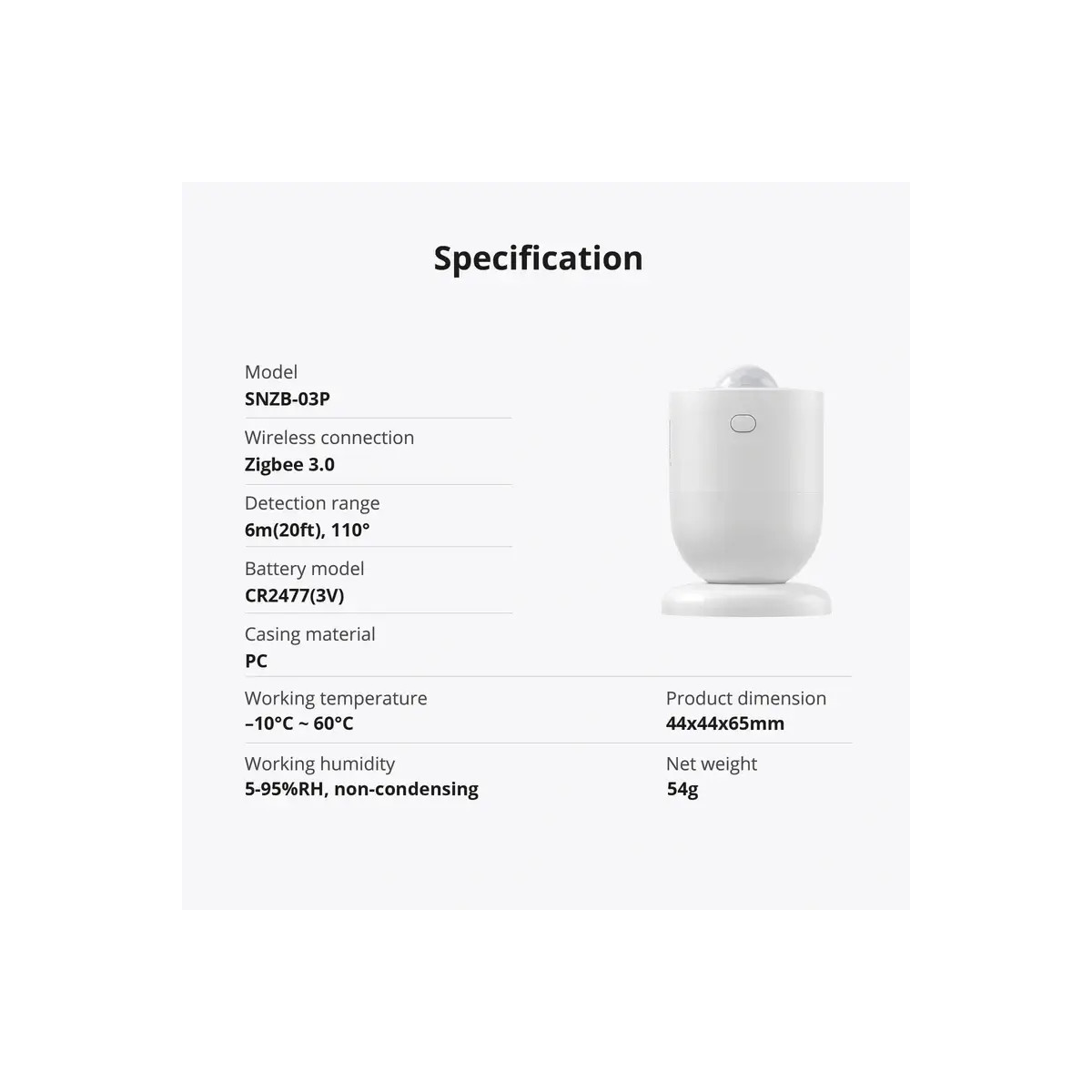 SONOFF SNZB-03P Zigbee senzor pohybu
