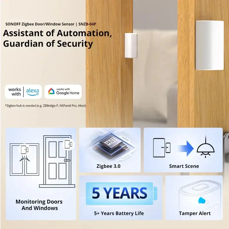 SONOFF SNZB-04P Zigbee senzor dverí a okien