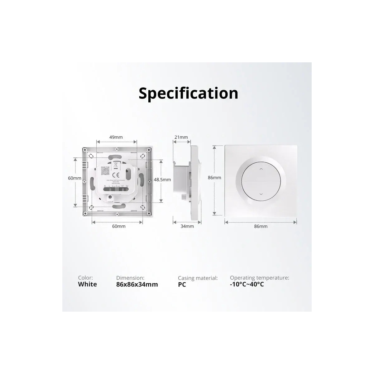 SONOFF ERBS Roller Shutter Wall Switch Enclosure for MINI-RBS