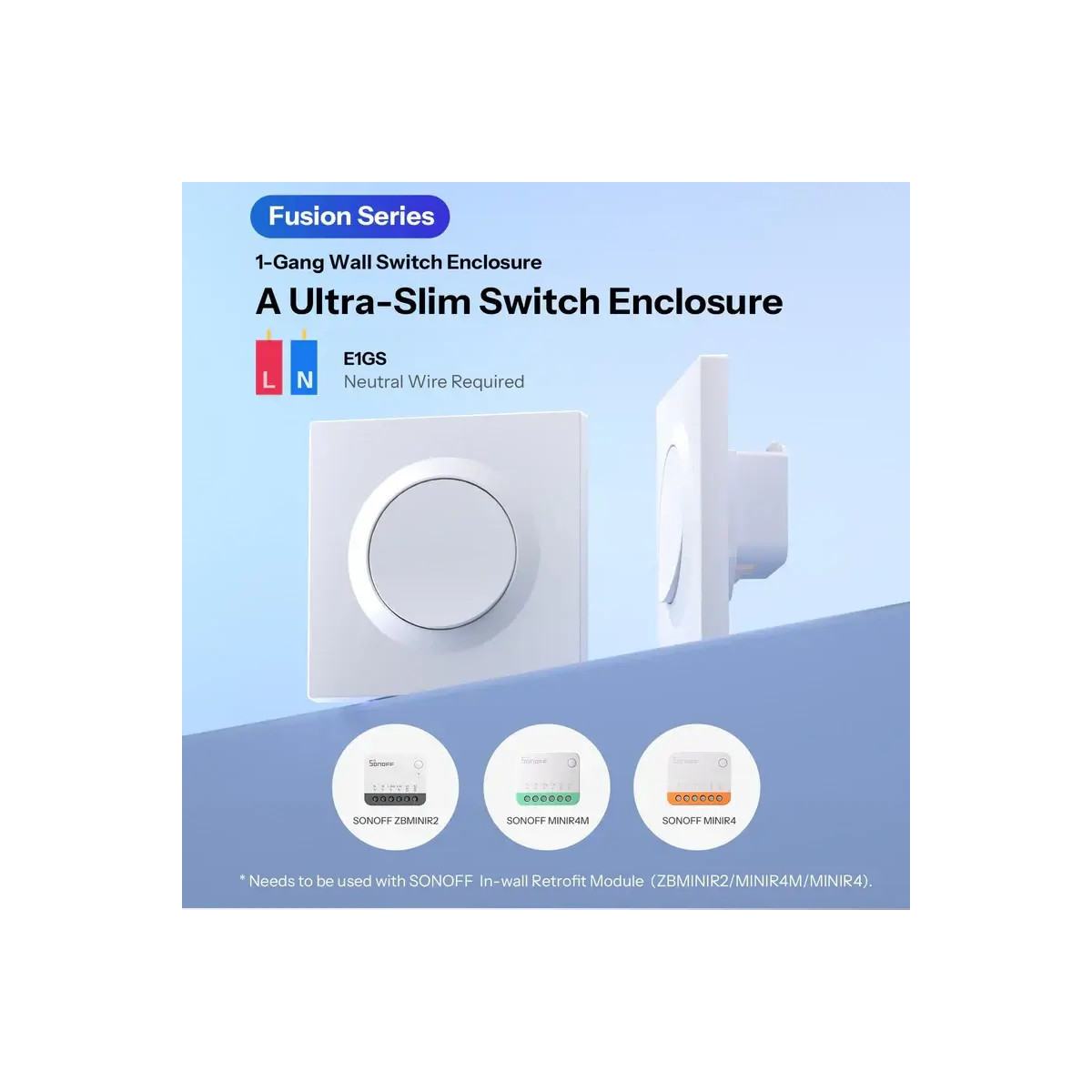 SONOFF E1GS montážny kryt nástenného vypínača pre ZBMINIR2, MINIR4M, MINIR4