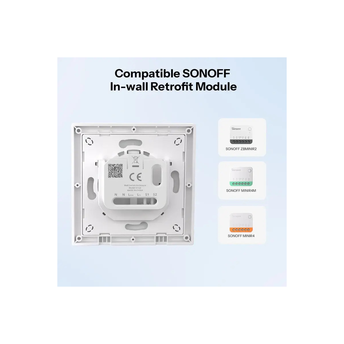 SONOFF E1GS montážny kryt nástenného vypínača pre ZBMINIR2, MINIR4M, MINIR4