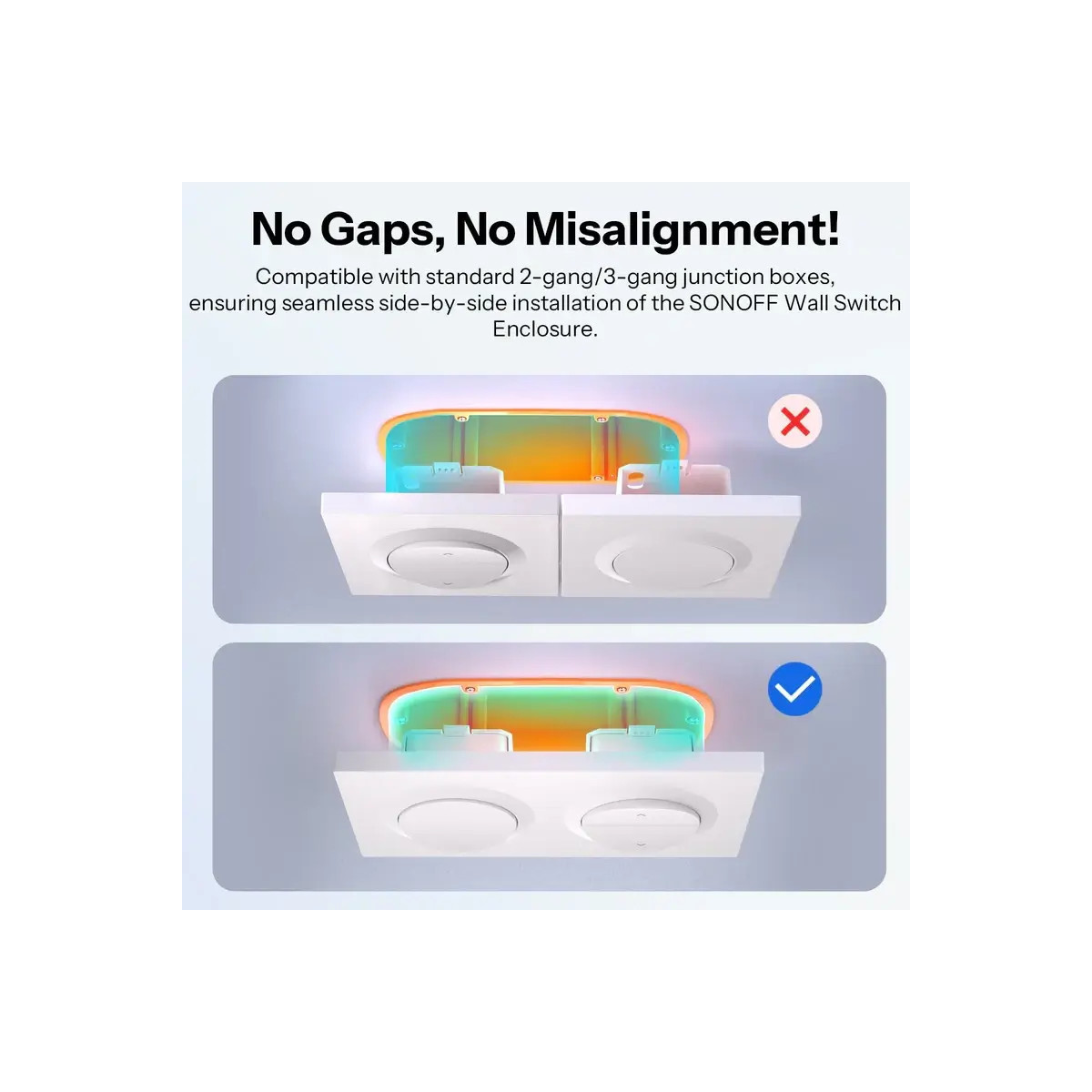 SONOFF EF2G rámik nástenného vypínača, 2-rámik pre vypínače ERBS, E1GS a E1GSL