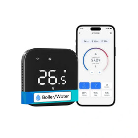 Meross Matter Smart Wi-Fi Termostat pre Kotol / Vodné Podlahové Kúrenie, MTS215BMA, Čierny (EU verzia)