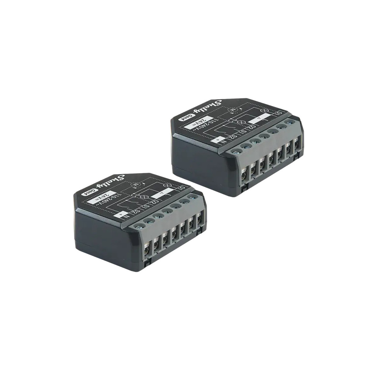 Shelly 2PM Gen4 2ks balení - spínací modul s měřením spotřeby 2x 10A (WiFi, Bluetooth, Zigbee, Matter)