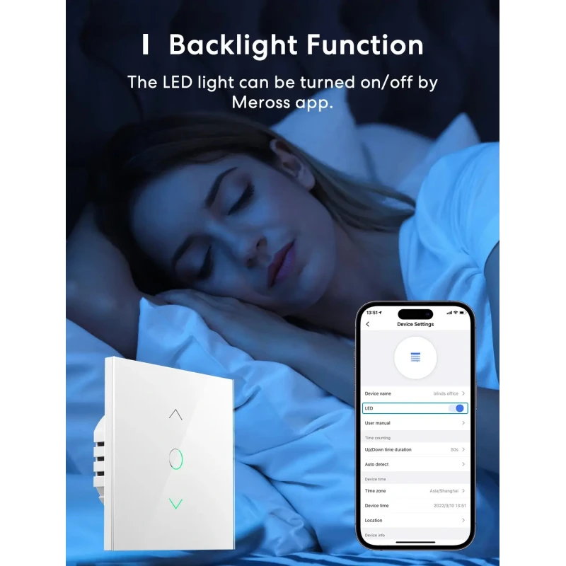 Meross Matter Smart Wi-Fi Žalúziový Vypínač, MRS100MA (EU verzia)