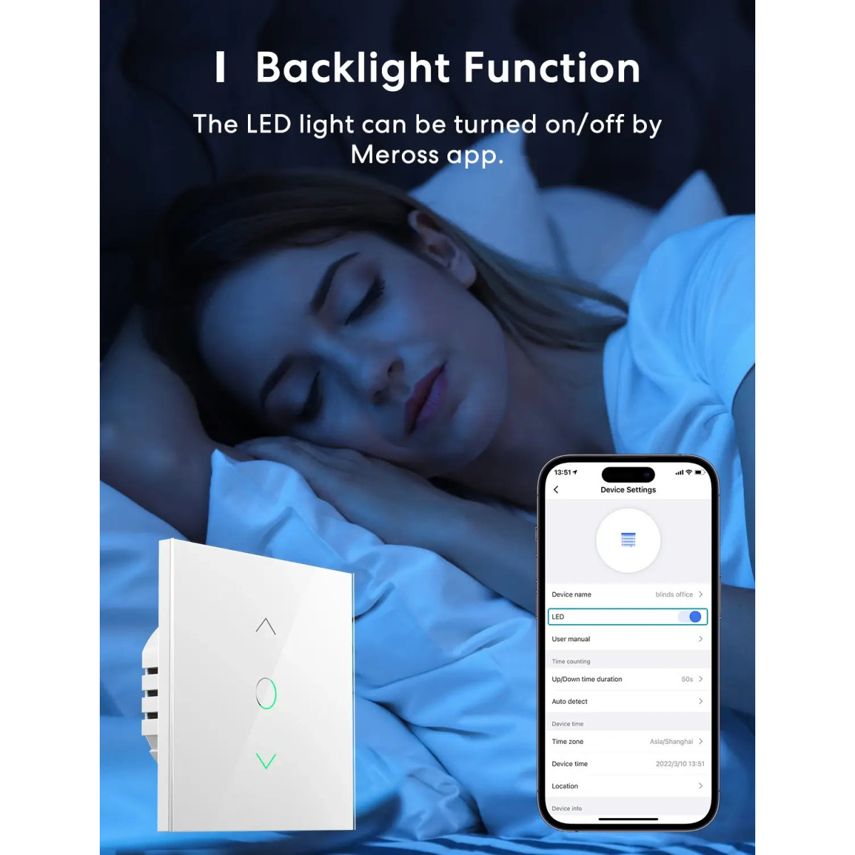 Meross Matter Smart Wi-Fi Žaluziový Vypínač, MRS100MA (EU verze)