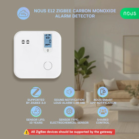 Nous E12 Zigbee detektor oxidu uhoľnatého (CO)