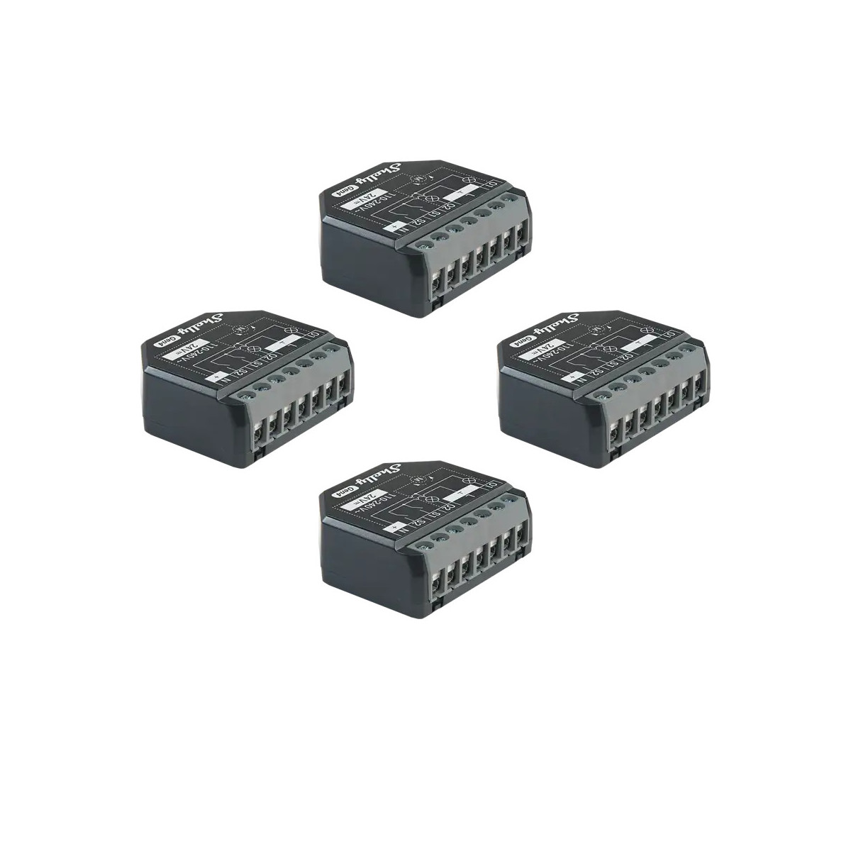 Shelly 2PM Gen4 4ks balenie - spínací modul s meraním spotreby 2x 10A (WiFi, Bluetooth, Zigbee, Matter)