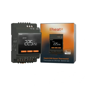 Heatit DIN Smart Thermostat, termostat na DIN lištu 3600W/16A, Čierny