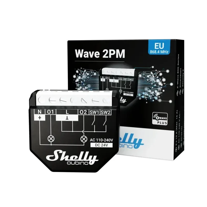 Shelly Wave 2PM - spínací modul s meraním spotreby 2x 10A (Z-Wave)