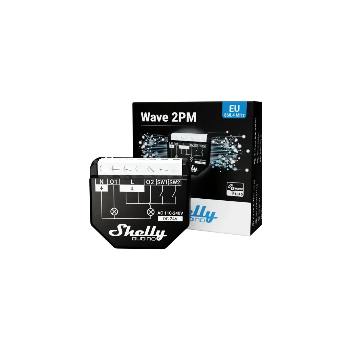 Shelly Wave 2PM - spínací modul s meraním spotreby 2x 10A (Z-Wave)