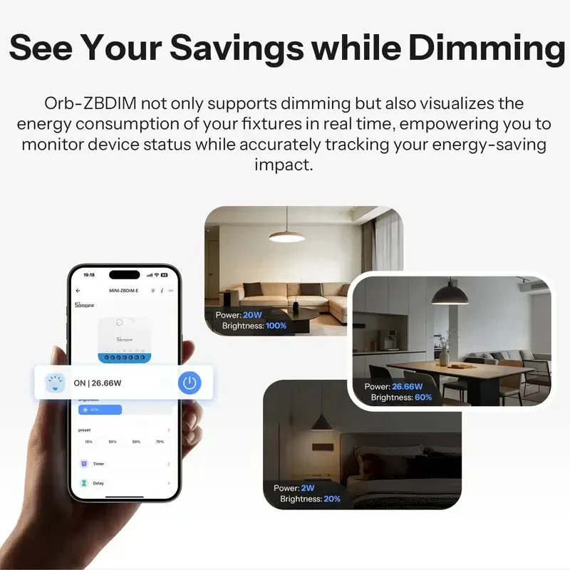 SONOFF MINI-ZBDIM-E Orb-ZBDIM Zigbee inteligentný stmievací vypínač