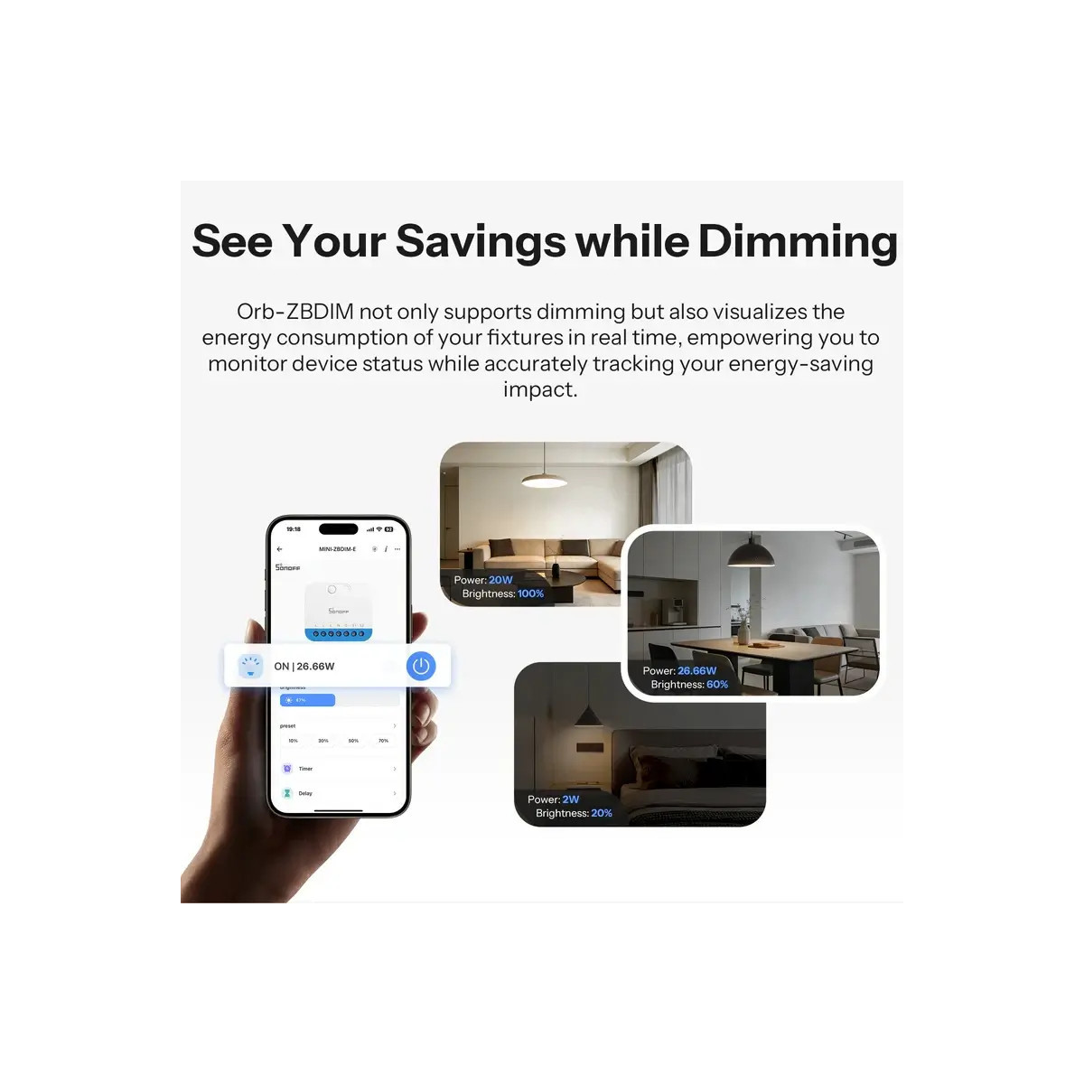 SONOFF MINI-ZBDIM-E Orb-ZBDIM Zigbee inteligentný stmievací vypínač