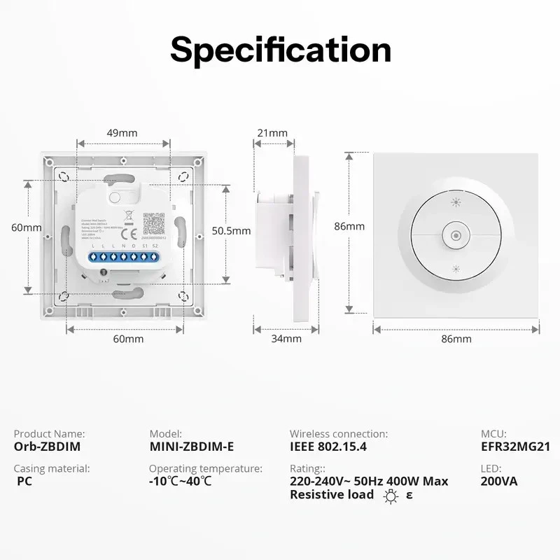 SONOFF MINI-ZBDIM-E Orb-ZBDIM Zigbee inteligentný stmievací vypínač