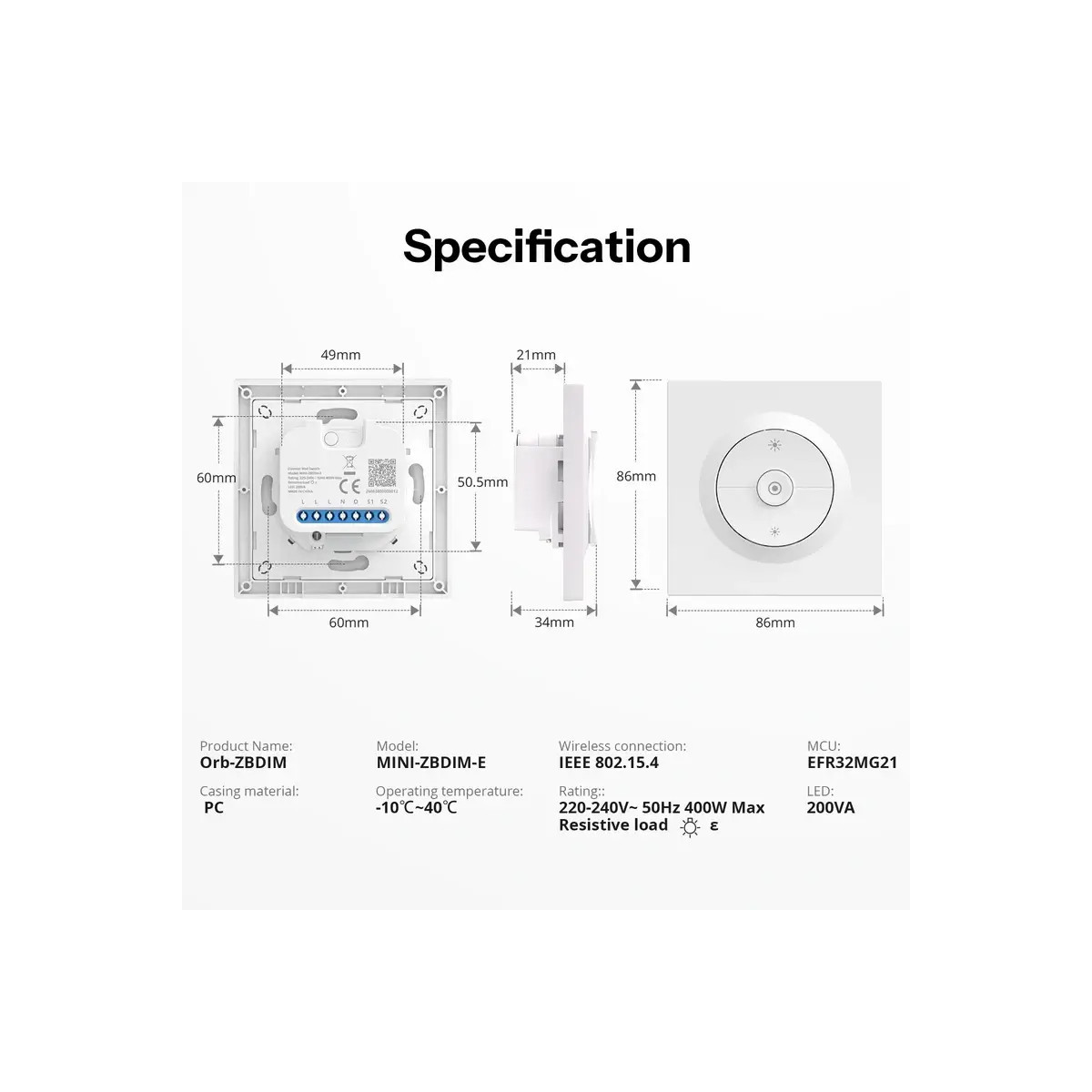 SONOFF MINI-ZBDIM-E Orb-ZBDIM Zigbee inteligentný stmievací vypínač