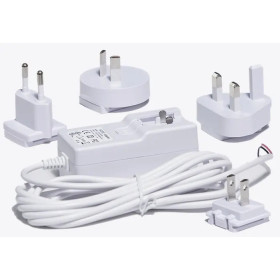 DoorBird Power supply unit (mains adaptor) with four country-specific adaptors (EU, US, UK, AU), 100-240 VAC to 15VDC @ 1A