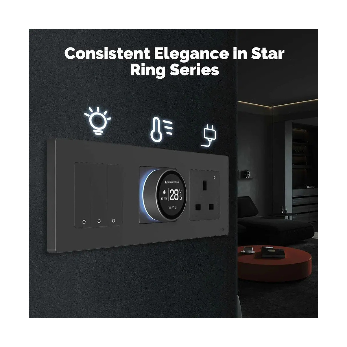 MOES ZigBee Star Ring inteligentný termostat, GA verzia pre vodné podlahové kúrenie, biely