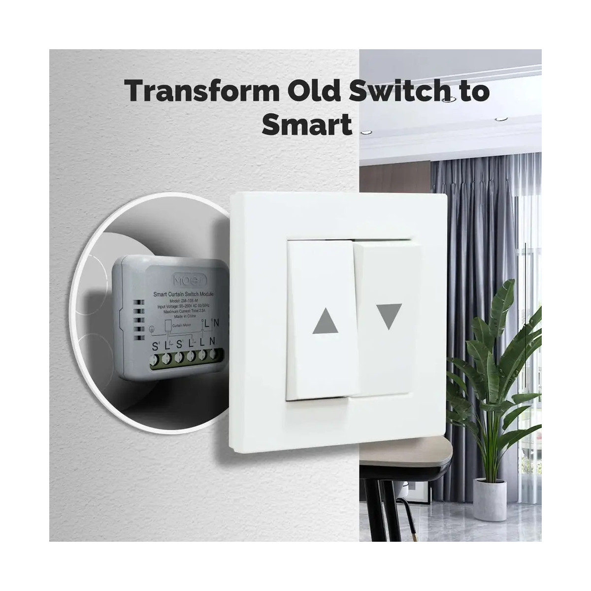 MOES ZigBee smart modul na ovládanie závesov mini