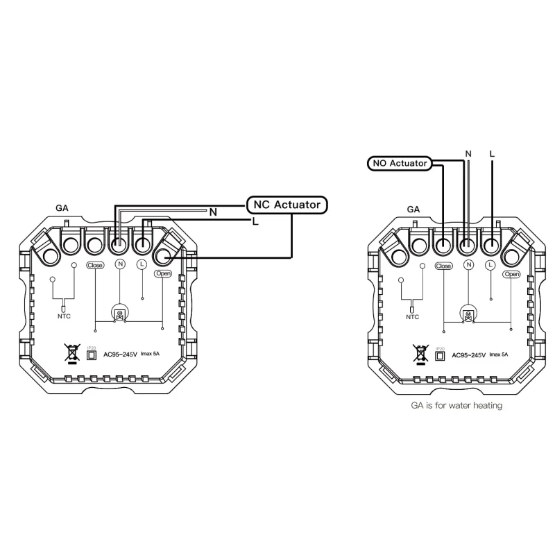 MOES ZigBee Star Ring inteligentný termostat, GA verzia pre vodné podlahové kúrenie, biely