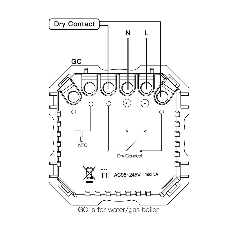 MOES ZigBee Star Ring inteligentný termostat, GC verzia pre plynový kotol, sivý