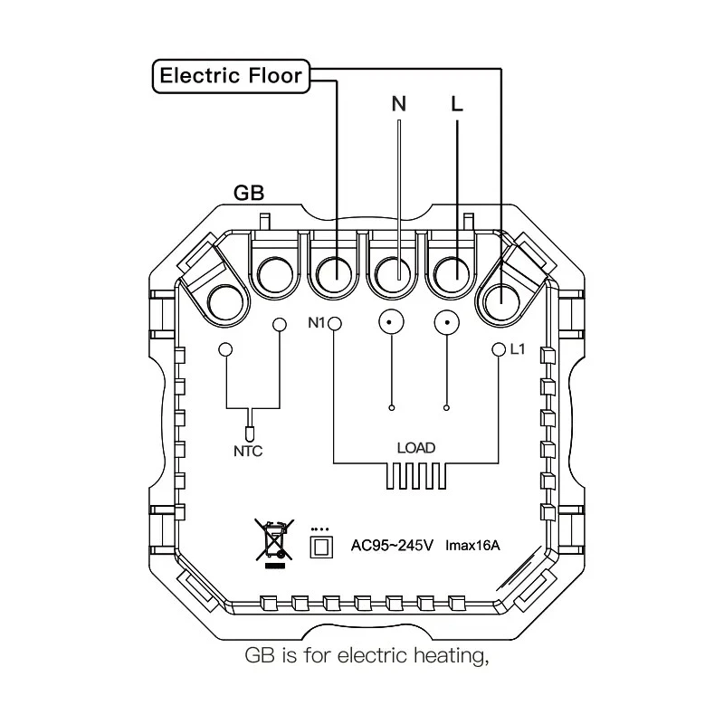 MOES ZigBee Star Ring inteligentný termostat, GB verzia pre elektrické podlahové kúrenie, sivý