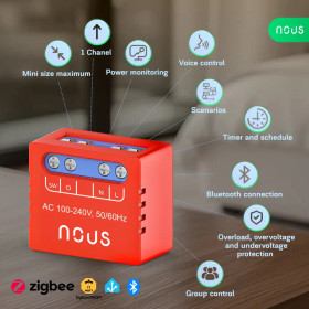 Nous B5Z ZigBee MINI Smart Spínací Modul (1 kanál, meranie spotreby)
