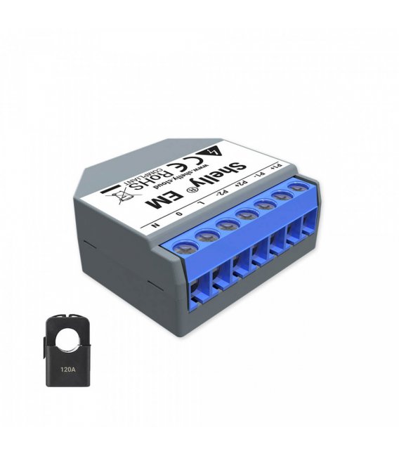 Shelly EM + 1x 120A clamp - power consumption measurement with up to 2 clamps up to 120A, output 1x2A (WiFi)