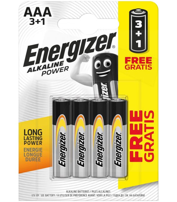Alkaline battery Energizer AAA-LR03 1.5V, 4 pcs