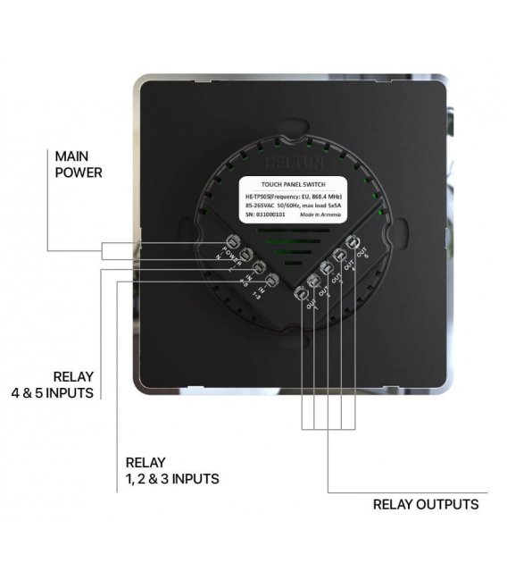 HELTUN Touch Panel Switch Solo (HE-TPS01-WW), Z-Wave nástěnný vypínač 1 tlačítko