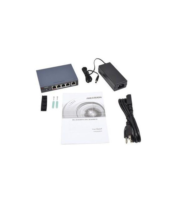 Hikvision DS-3E0105P-E Switch, 5 Portu, PoE