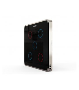 HELTUN Touch Panel Switch Quinto (HE-TPS05-SK), Z-Wave wall switch 5 buttons, Black glass Silver Frame