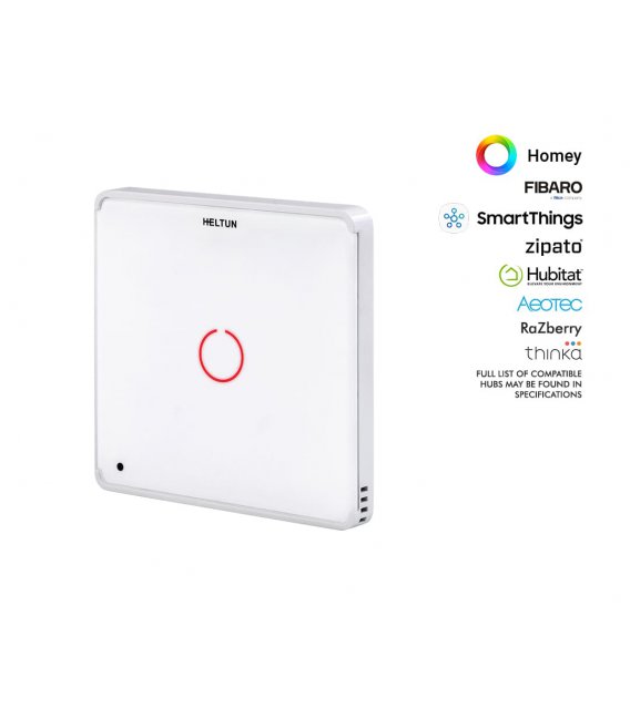HELTUN Touch Panel Switch Solo (HE-TPS01-WWM), Z-Wave wall switch 1 button, White