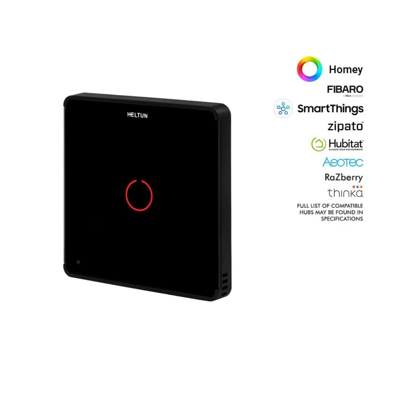 HELTUN Touch Panel Switch Solo (HE-TPS01-MKK), Z-Wave wall switch 1 button, Black