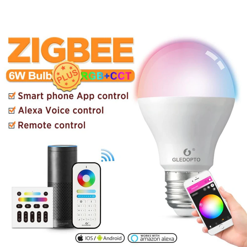 GLEDOPTO Zigbee Pro 6W LED Bulb Dual White and Color (GL-B-007P) - multi-colored LED bulb