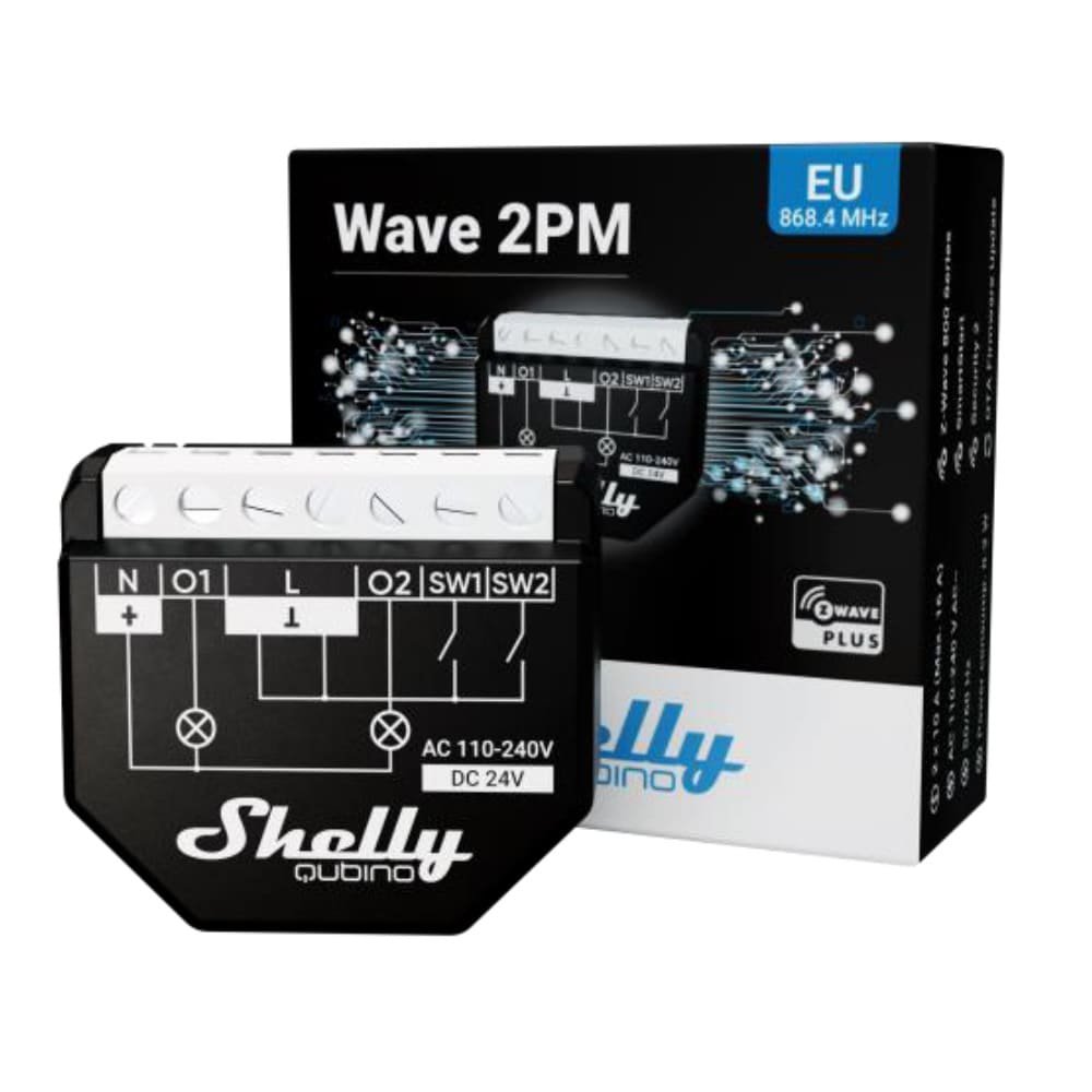 Shelly Qubino Wave 2PM - relay switch with power metering 2x 10A (Z
