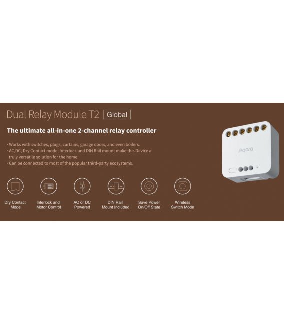 AQARA Dual Relay Controller T2 (DCM-K01) - Zigbee 3.0 double relay module
