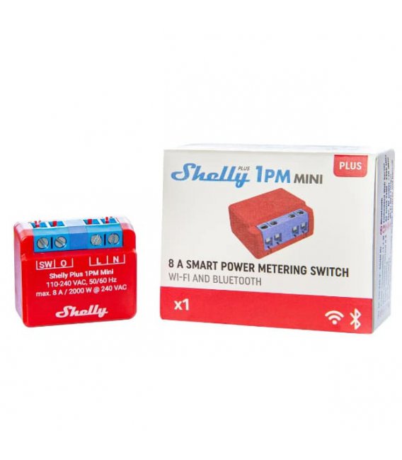 Shelly Plus 1PM Mini - spínací modul s meraním spotreby 1x 8A (WiFi, Bluetooth)