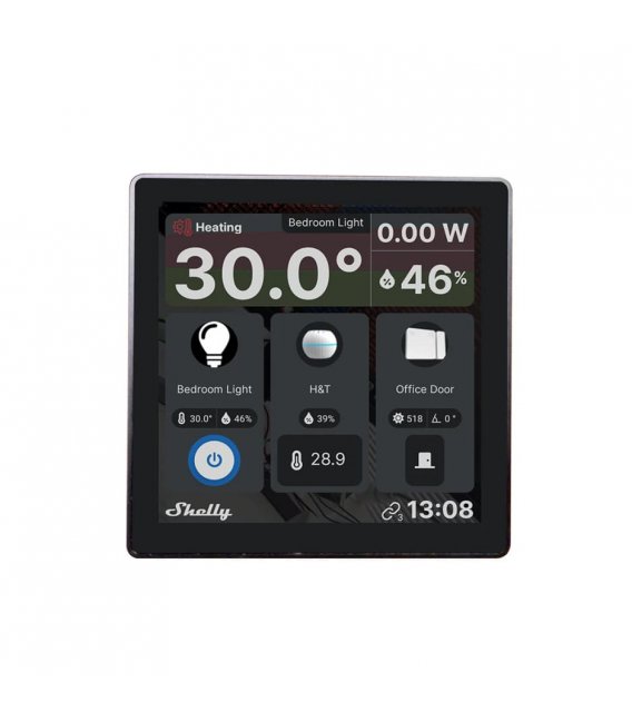 Shelly Wall Display - wall touch panel with relay (WiFi, Bluetooth), Black