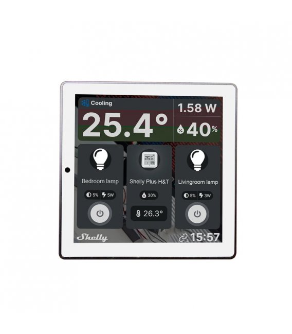 Shelly Wall Display - wall touch panel with relay 5A (WiFi, Bluetooth), White