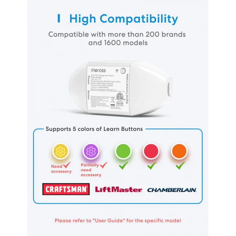 Meross Smart Wi-Fi Garage Door Opener, MSG100HK (EU version)