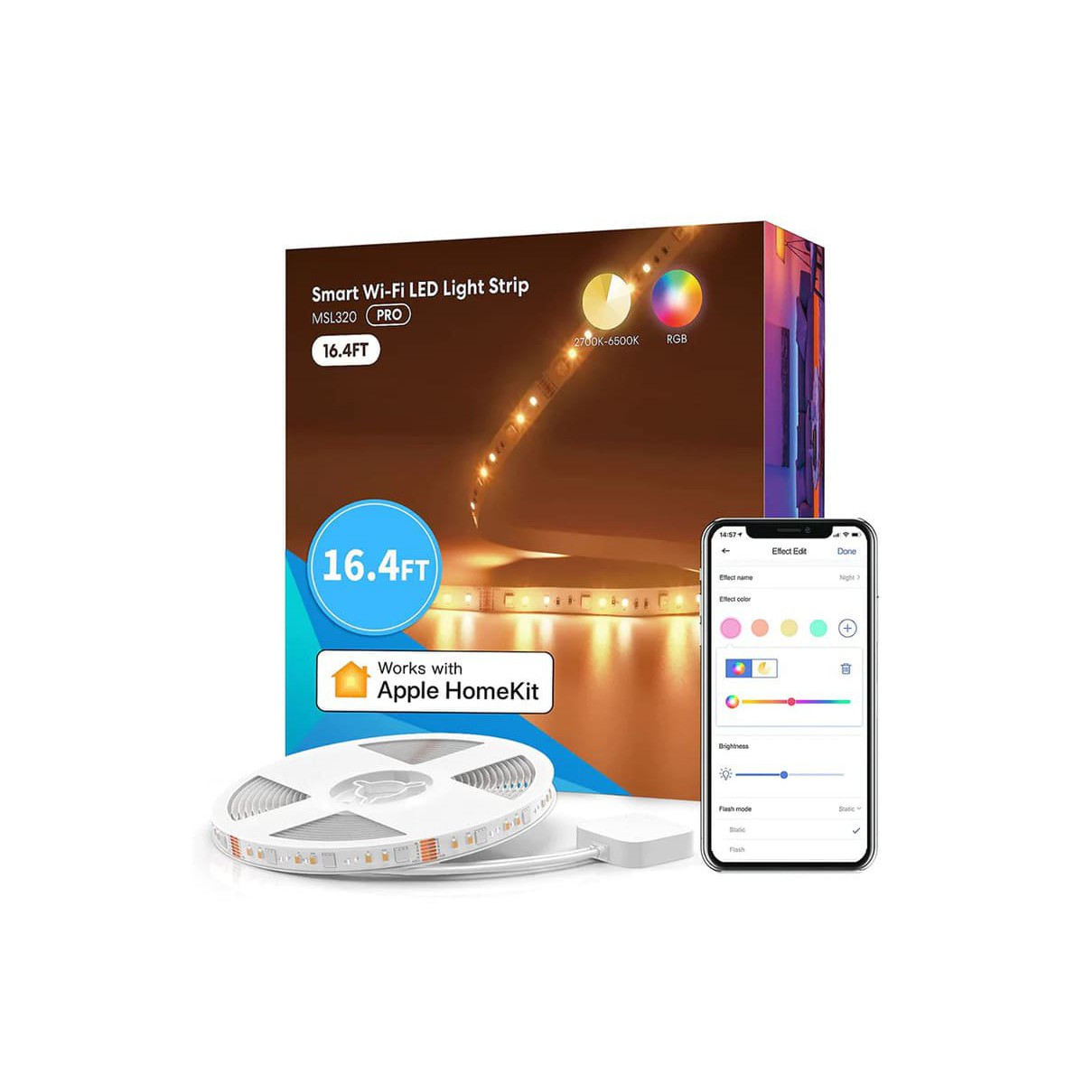 Meross Smart Wi-Fi LED Light Strip RGBWW 5m, MSL320PHK (EU version)