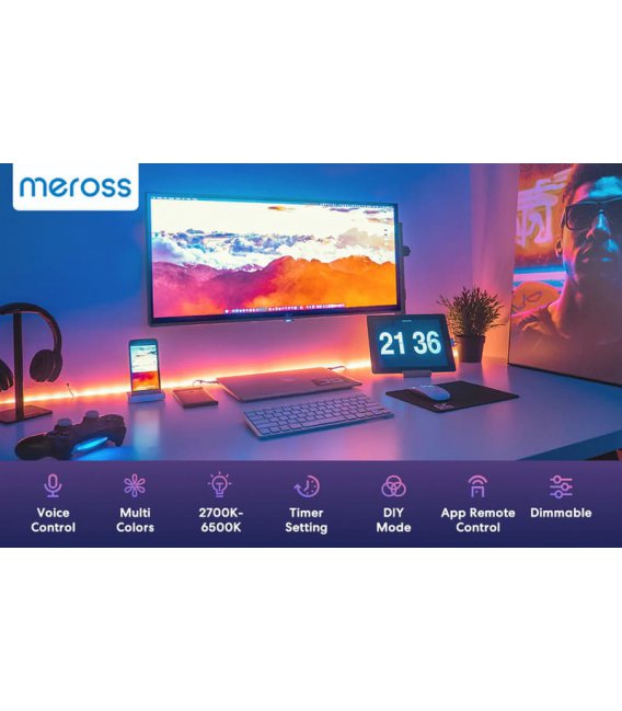Meross Smart Wi-Fi LED pás RGBWW 5m, MSL320PHK (EU verzia)