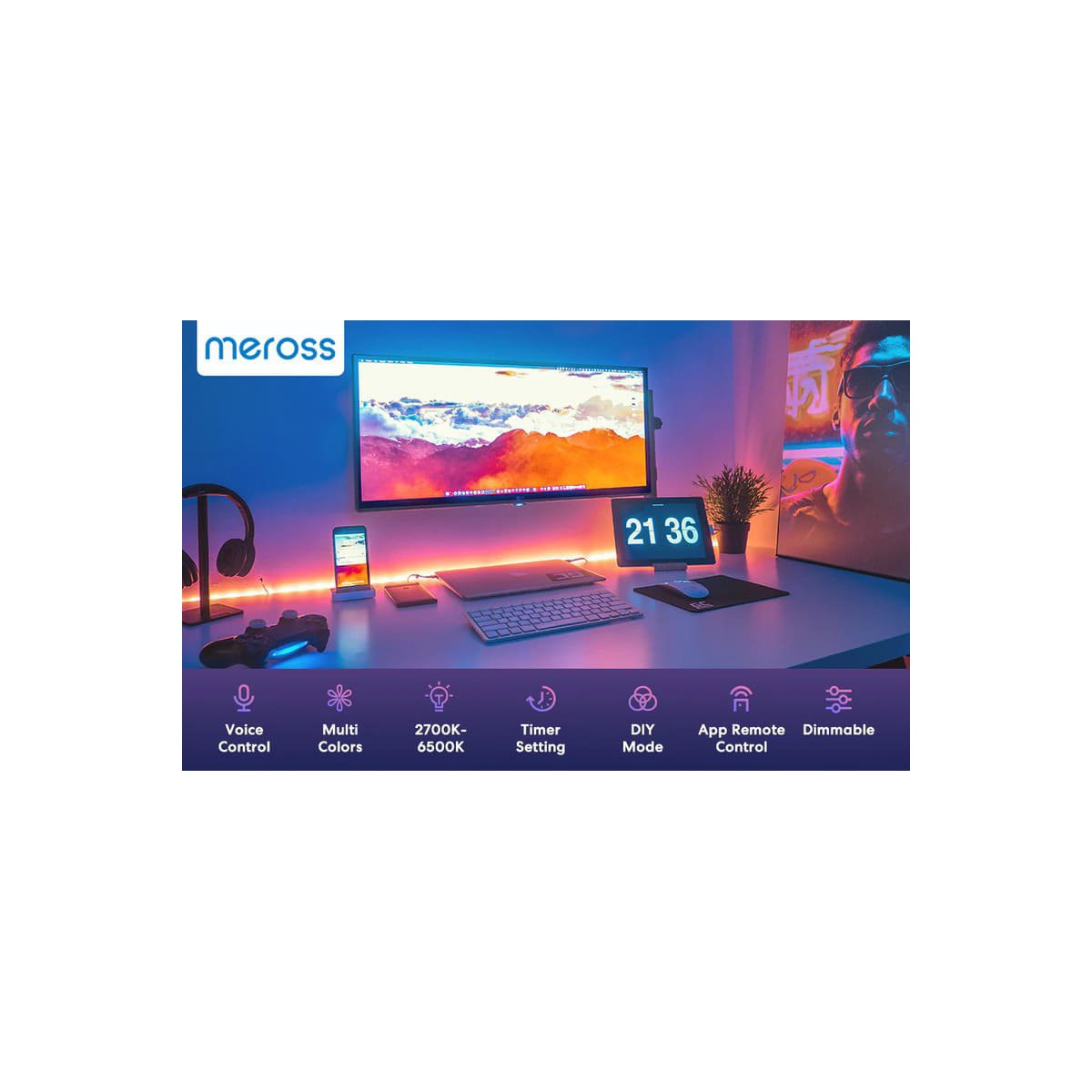 Meross Smart Wi-Fi LED Light Strip RGBWW 5m, MSL320PHK (EU version)