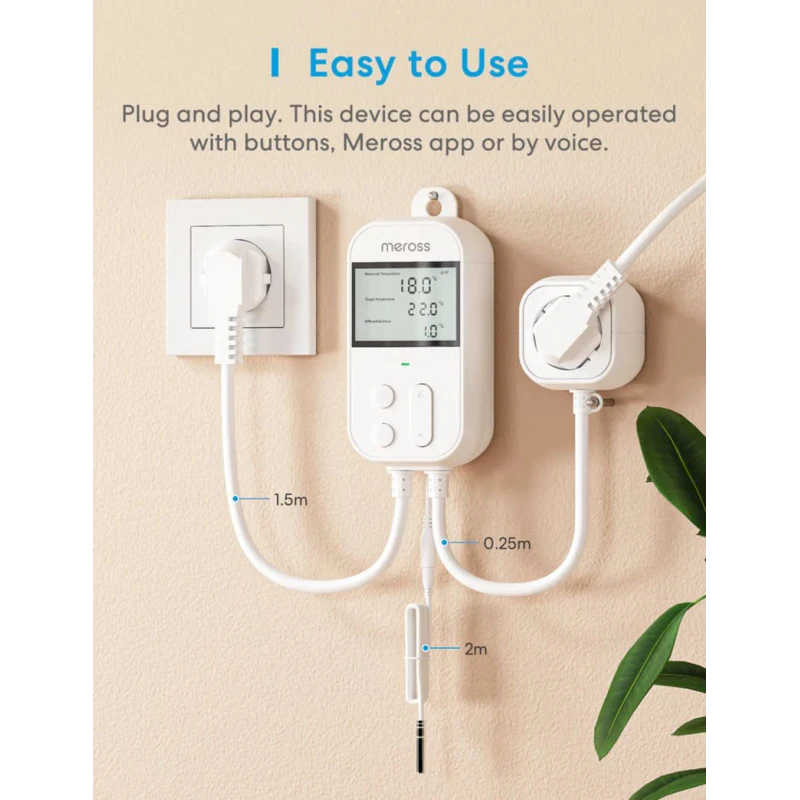Meross Smart Wi-Fi Socket Thermostat, Heating & Cooling, MTS960HK (EU version)