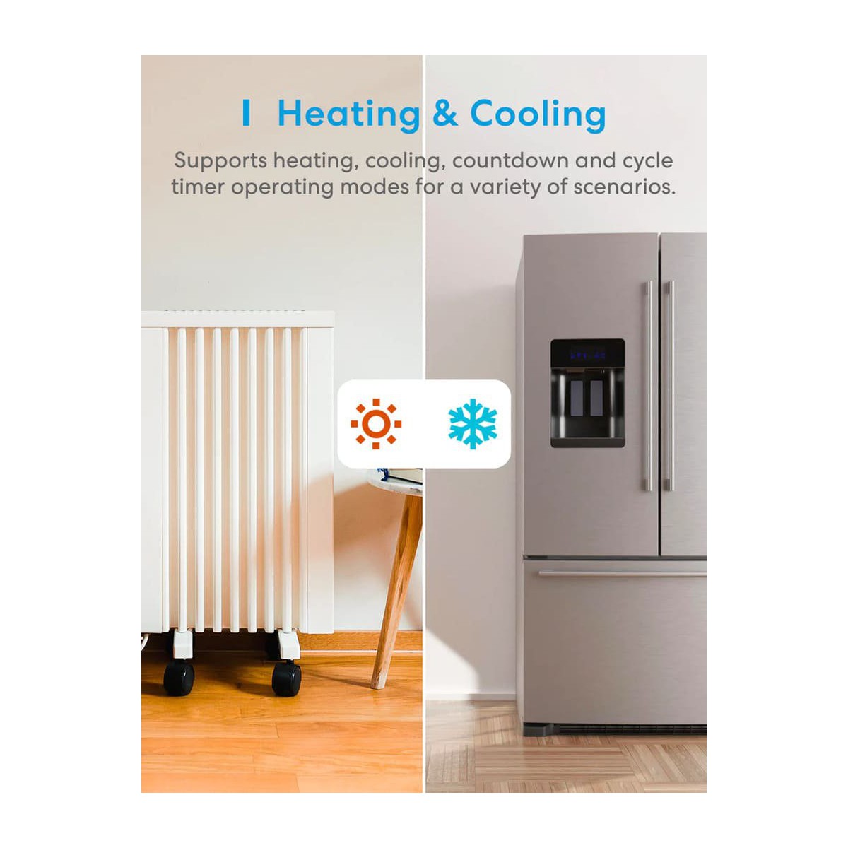 Meross Smart Wi-Fi Socket Thermostat, Heating & Cooling, MTS960HK (EU version)