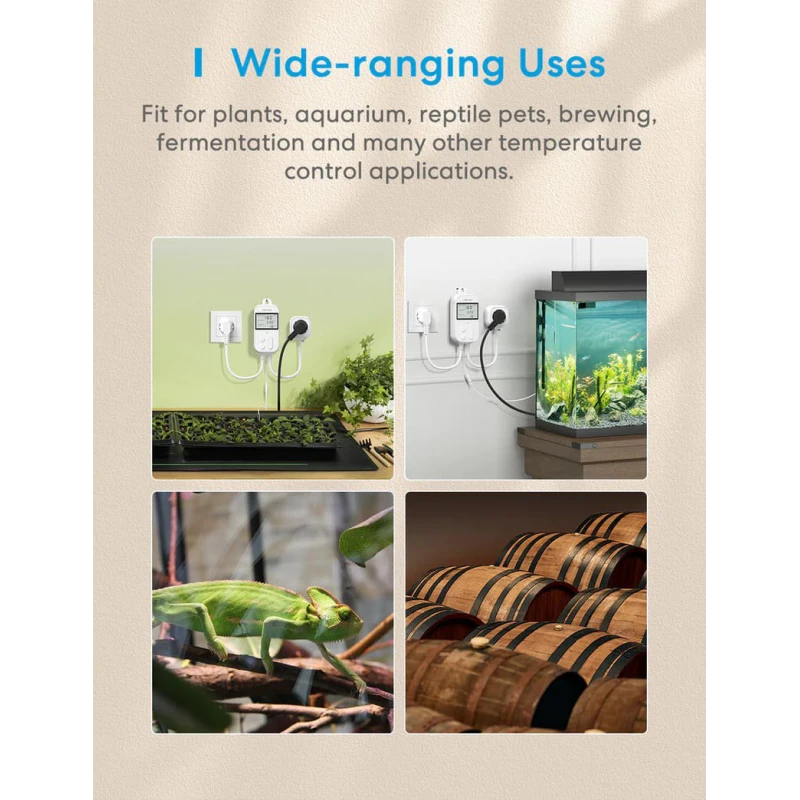 Meross Smart Wi-Fi Socket Thermostat, Heating & Cooling, MTS960HK (EU version)