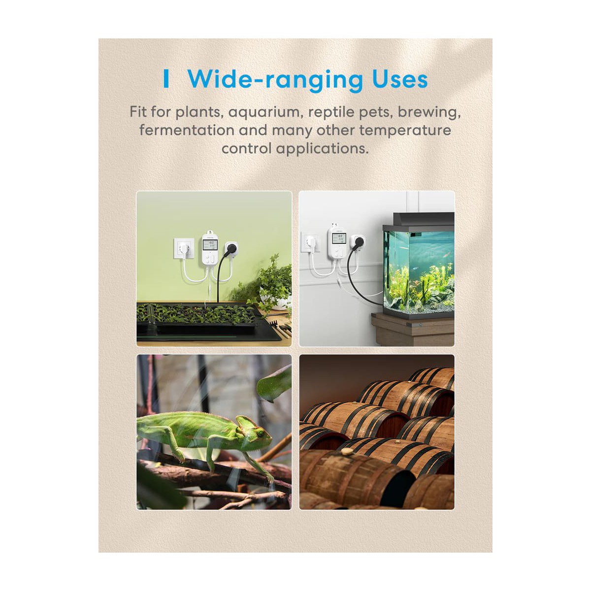 Meross Smart Wi-Fi Socket Thermostat, Heating & Cooling, MTS960HK (EU version)