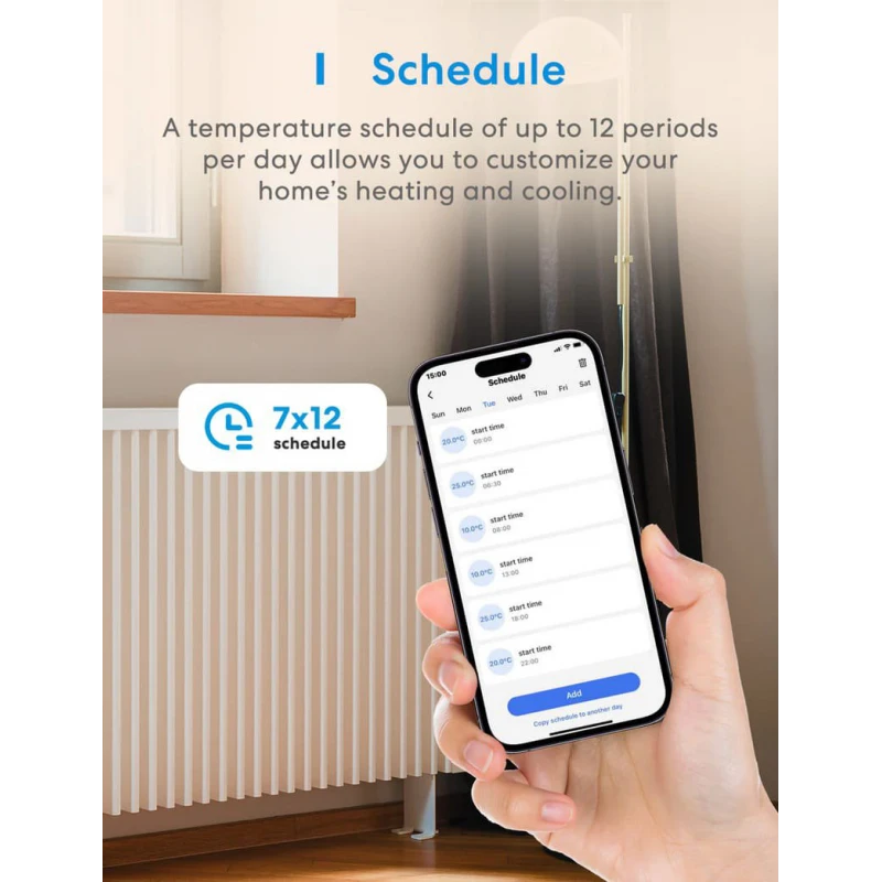 Meross Smart Wi-Fi Socket Thermostat, Heating & Cooling, MTS960HK (EU version)