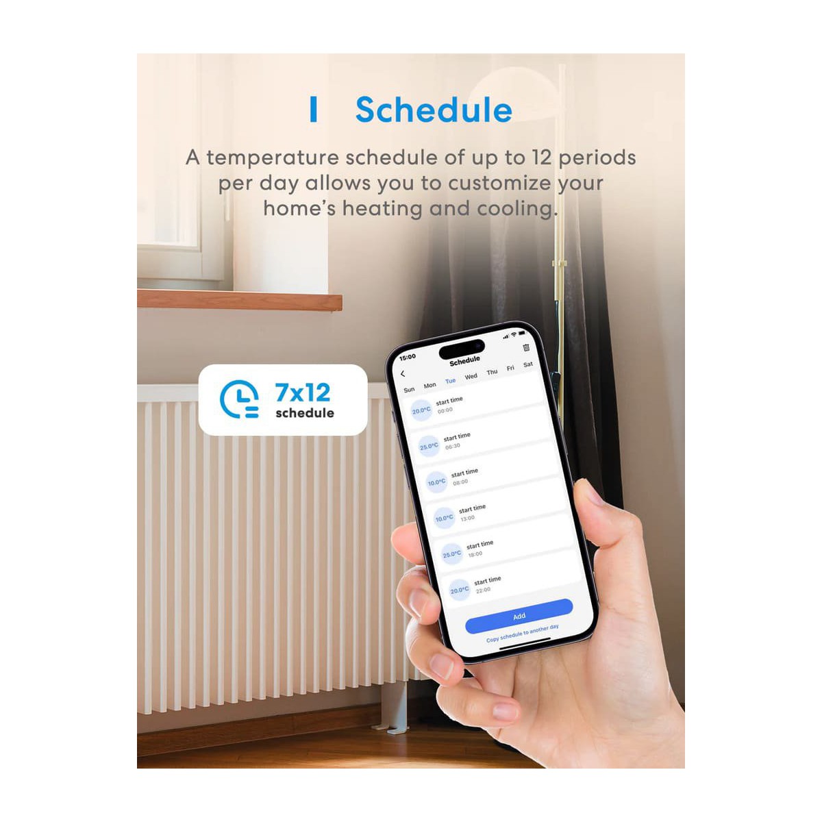 Meross Smart Wi-Fi Socket Thermostat, Heating & Cooling, MTS960HK (EU version)