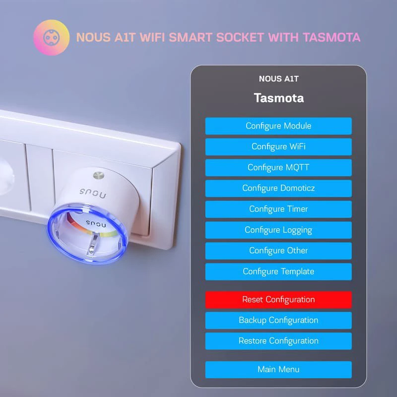 Nous A1T WiFi Smart Socket with Tasmota up to 16A